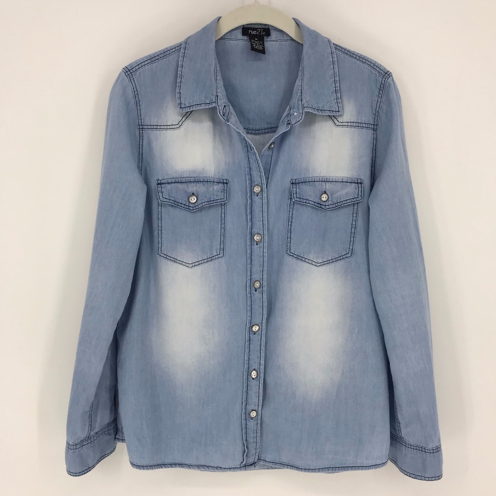 rue21 Blue Denim Long Sleeve Button Down